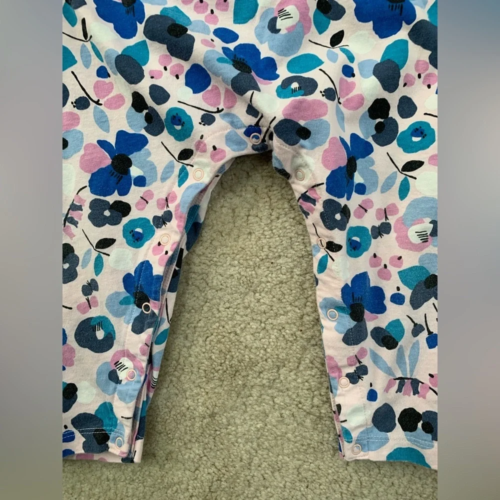 Tea Collection Size 18-24 Months Pink and Blue Floral Peplum Romper Jumpsuit